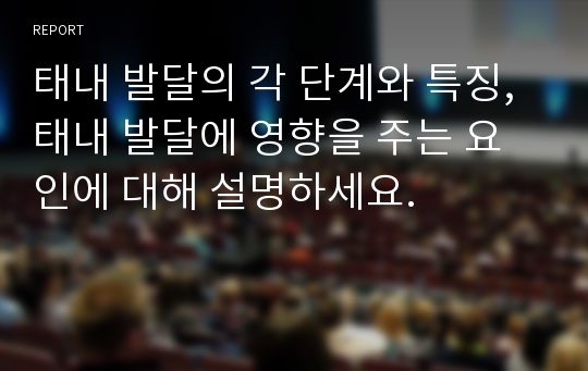 태내 발달의 각 단계와 특징, 태내 발달에 영향을 주는 요인에 대해 설명하세요.