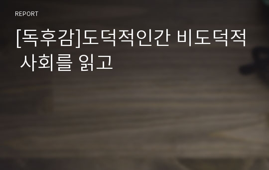 [독후감]도덕적인간 비도덕적 사회를 읽고