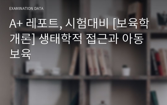 A+ 레포트, 시험대비 [보육학개론] 생태학적 접근과 아동보육