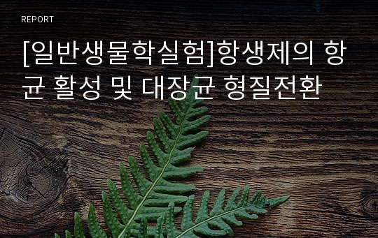 [일반생물학실험]항생제의 항균 활성 및 대장균 형질전환