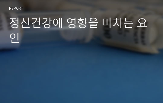 정신건강에 영향을 미치는 요인