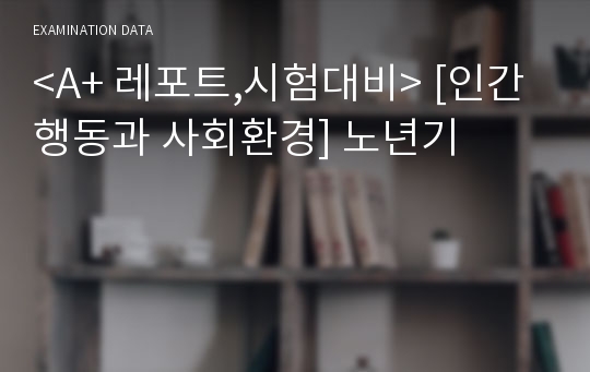 &lt;A+ 레포트,시험대비&gt; [인간행동과 사회환경] 노년기