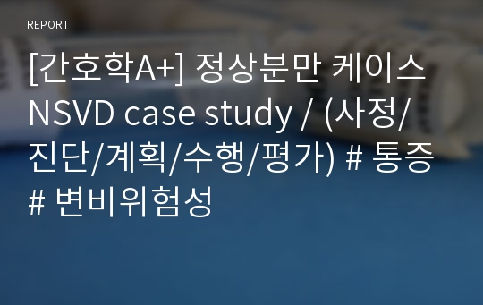 [간호학A+] 정상분만 케이스 NSVD case study / (사정/진단/계획/수행/평가) # 통증 # 변비위험성