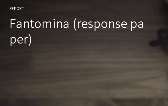 Fantomina (response paper)