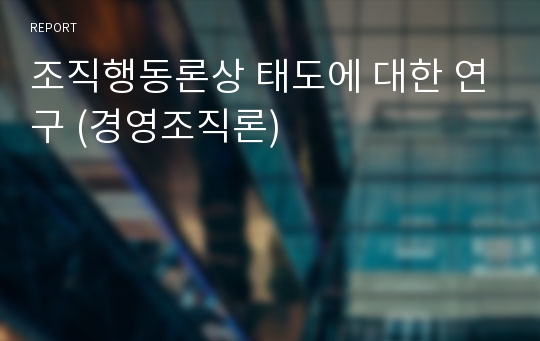 조직행동론상 태도에 대한 연구 (경영조직론)