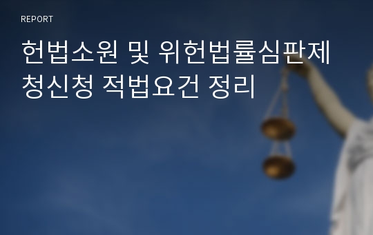 헌법소원 및 위헌법률심판제청신청 적법요건 정리