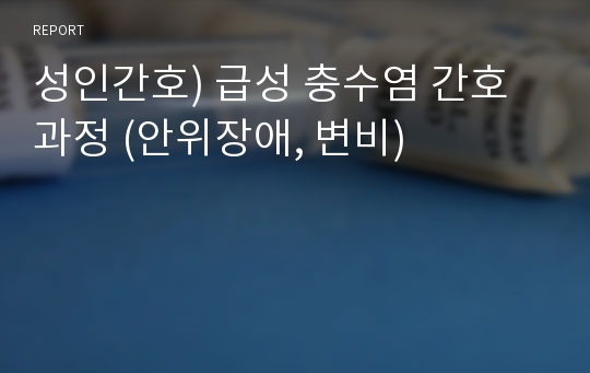 성인간호) 급성 충수염 간호과정 (안위장애, 변비)