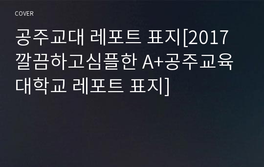 공주교대 레포트 표지[2017 깔끔하고심플한 A+공주교육대학교 레포트 표지]