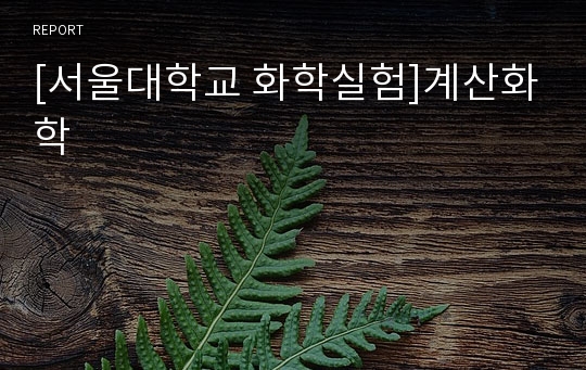 [서울대학교 화학실험]계산화학