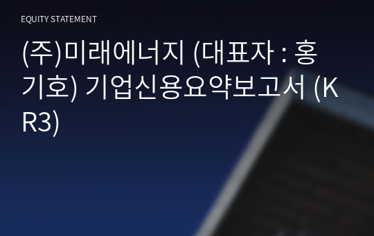 (주)미래에너지 기업신용요약보고서 (KR3)