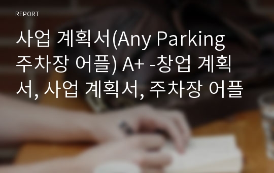 사업 계획서(Any Parking 주차장 어플) A+ -창업 계획서, 사업 계획서, 주차장 어플