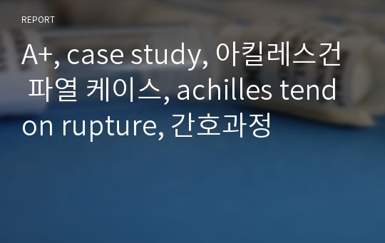 A+, case study, 아킬레스건 파열 케이스, achilles tendon rupture, 간호과정