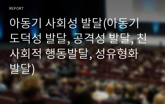 아동기 사회성 발달(아동기 도덕성 발달, 공격성 발달, 친사회적 행동발달, 성유형화 발달)