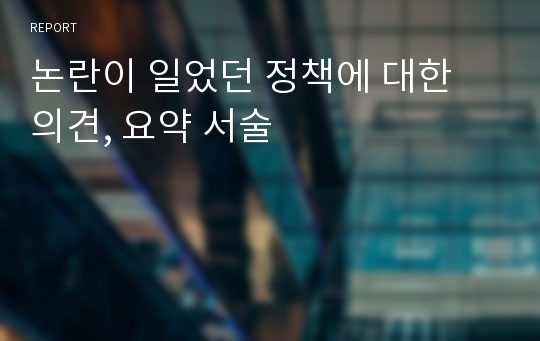 논란이 일었던 정책에 대한 의견, 요약 서술