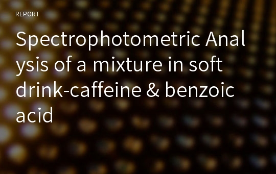 Spectrophotometric Analysis of a mixture in soft drink-caffeine &amp; benzoic acid