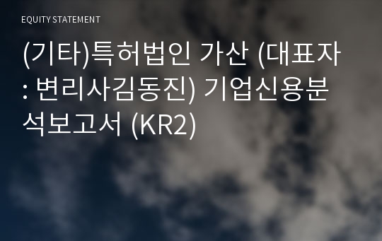 (기타)특허법인 가산 기업신용분석보고서 (KR2)