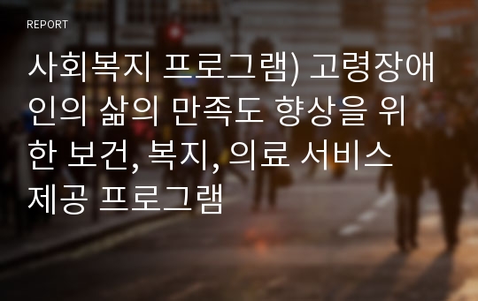 사회복지 프로그램) 고령장애인의 삶의 만족도 향상을 위한 보건, 복지, 의료 서비스 제공 프로그램