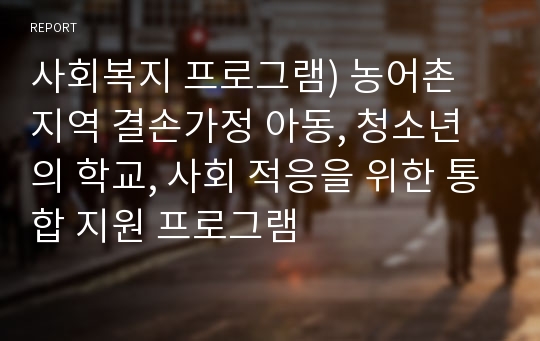 사회복지 프로그램) 농어촌 지역 결손가정 아동, 청소년의 학교, 사회 적응을 위한 통합 지원 프로그램