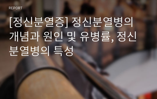 [정신분열증] 정신분열병의 개념과 원인 및 유병률, 정신분열병의 특성