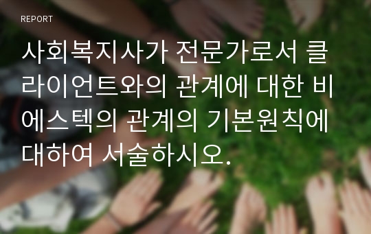 사회복지사가 전문가로서 클라이언트와의 관계에 대한 비에스텍의 관계의 기본원칙에 대하여 서술하시오.