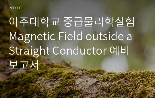 아주대학교 중급물리학실험 Magnetic Field outside a Straight Conductor 예비보고서