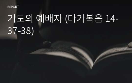 기도의 예배자 (마가복음 14-37-38)