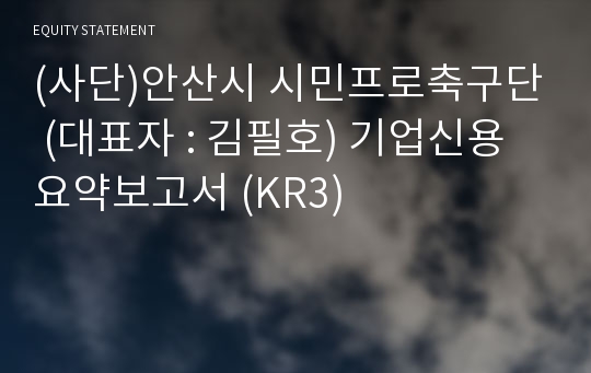 (사단)안산시 시민프로축구단 기업신용요약보고서 (KR3)