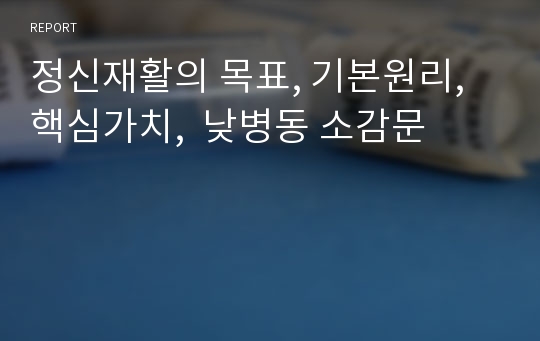 정신재활의 목표, 기본원리, 핵심가치,  낮병동 소감문