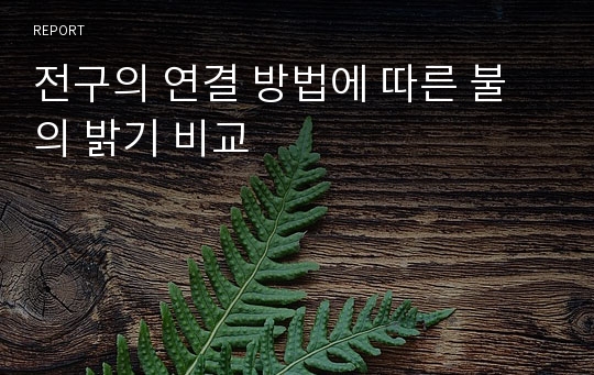 전구의 연결 방법에 따른 불의 밝기 비교