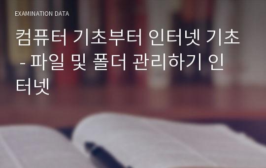 컴퓨터 기초부터 인터넷 기초 - 파일 및 폴더 관리하기 인터넷