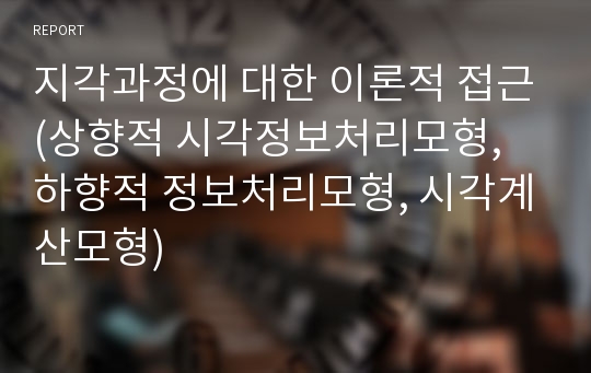 지각과정에 대한 이론적 접근(상향적 시각정보처리모형, 하향적 정보처리모형, 시각계산모형)