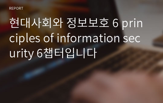 현대사회와 정보보호 6 principles of information security 6챕터입니다