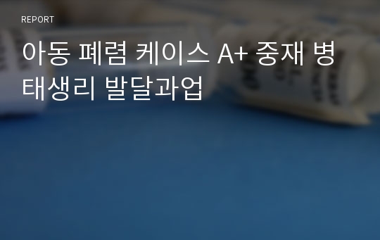 아동 폐렴 케이스 A+ 중재 병태생리 발달과업