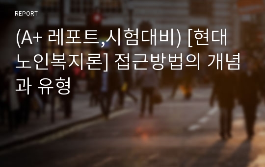 (A+ 레포트,시험대비) [현대노인복지론] 접근방법의 개념과 유형