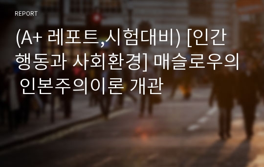 (A+ 레포트,시험대비) [인간행동과 사회환경] 매슬로우의 인본주의이론 개관