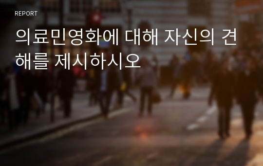 의료민영화에 대해 자신의 견해를 제시하시오