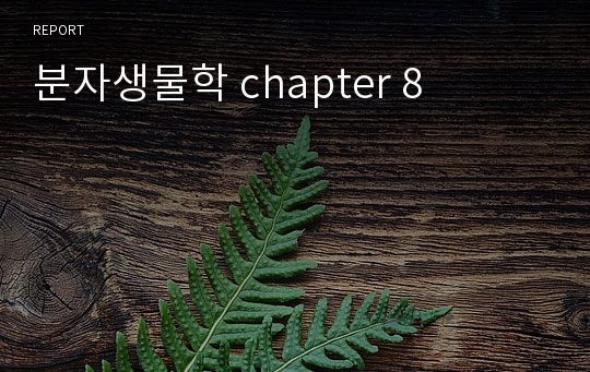 분자생물학 chapter 8