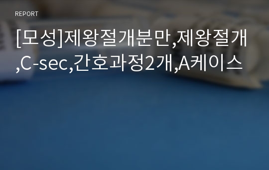 [모성]제왕절개분만,제왕절개,C-sec,간호과정2개,A케이스