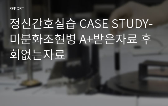 정신간호실습 CASE STUDY-미분화조현병 A+받은자료 후회없는자료