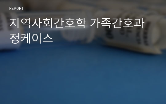 지역사회간호학 가족간호과정케이스