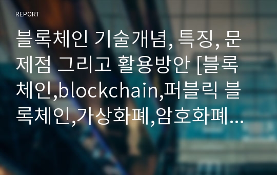 블록체인 기술개념, 특징, 문제점 그리고 활용방안 [블록체인,blockchain,퍼블릭 블록체인,가상화폐,암호화폐,비트코인]