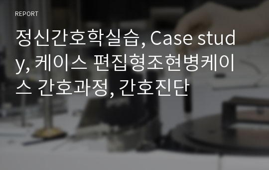 정신간호학실습, Case study, 케이스 편집형조현병케이스 간호과정, 간호진단