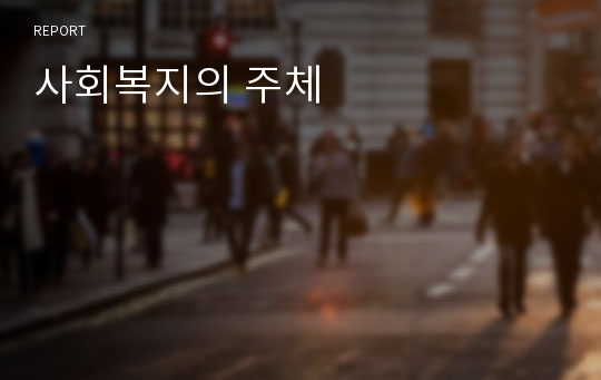 사회복지의 주체