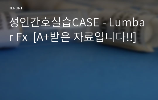 성인간호실습CASE - Lumbar Fx  [A+받은 자료입니다!!]