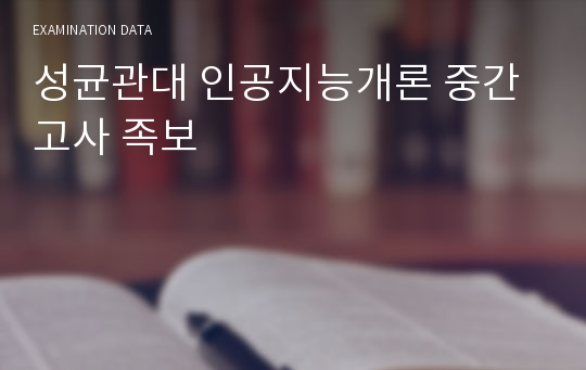 성균관대 인공지능개론 중간고사 족보