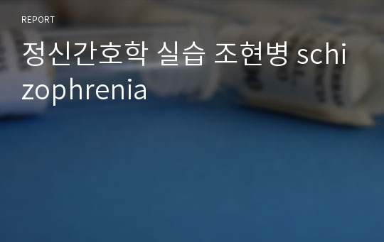 정신간호학 실습 조현병 schizophrenia