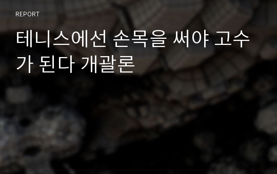 테니스에선 손목을 써야 고수가 된다 개괄론