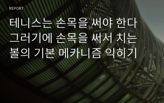 테니스는 손목을 써야 한다 그러기에 손목을 써서 치는 볼의 기본 메카니즘 익히기