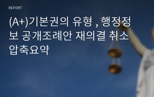 (A+)기본권의 유형 , 행정정보 공개조례안 재의결 취소 압축요약