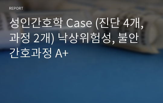 성인간호학 Case (진단 4개, 과정 2개) 낙상위험성, 불안 간호과정 A+